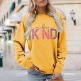 thumbnail image 2 of BODOAO Women's Graphic Sweatshirt Be Kind Crewneck Long Sleeve Pullover Oversized Loose Fit Casual Positive Quote Fall Winter Top for Women Inspirational Fashion Wear Yellow XL, 2 of 5