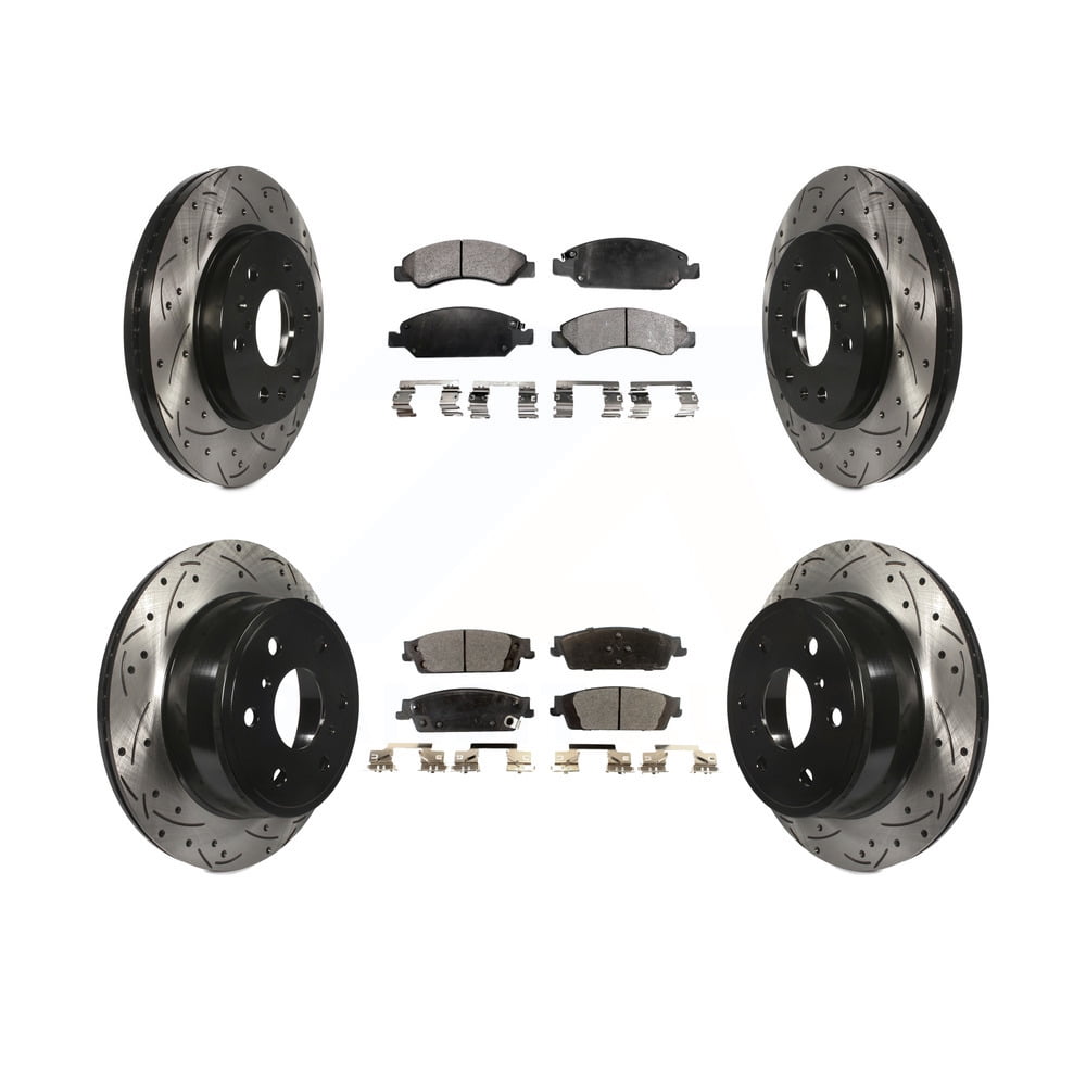 Front Rear Coated Drilled Slotted Disc Brake Rotors And SemiMetallic