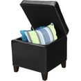 thumbnail image 4 of Black PU Leather Square Storage Ottoman Lift Top Footstool with Wood Legs, 18"x18"x18", 4 of 8