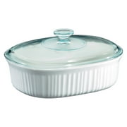 French White 2.5 Quart Oval Casserole w/ Lid