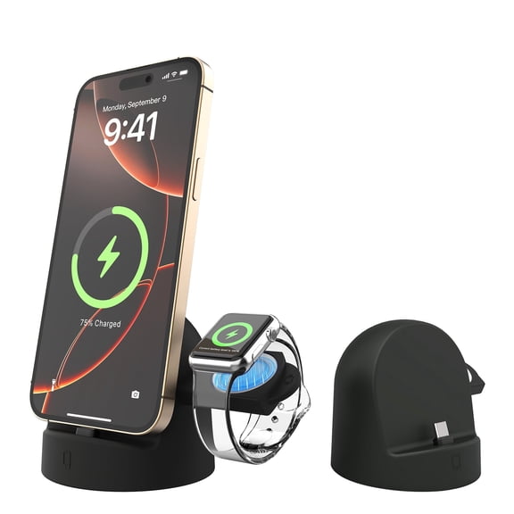 Charger Stand for Apple Watch and iPhone,USB-C Phone Charging Dock,15W Fast Charging,Support Nightstand Mode,for iPhone15/16/17/Samsung,for iwatch10/9/8/7/6/5/4/3/2/SE/Ultra/Ultra2
