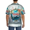 thumbnail image 5 of KLL Travel Around The World Print Men's Shirt Short Sleeve Button Down Summer Cuba Beach Shirts- 4X-Large, 5 of 7