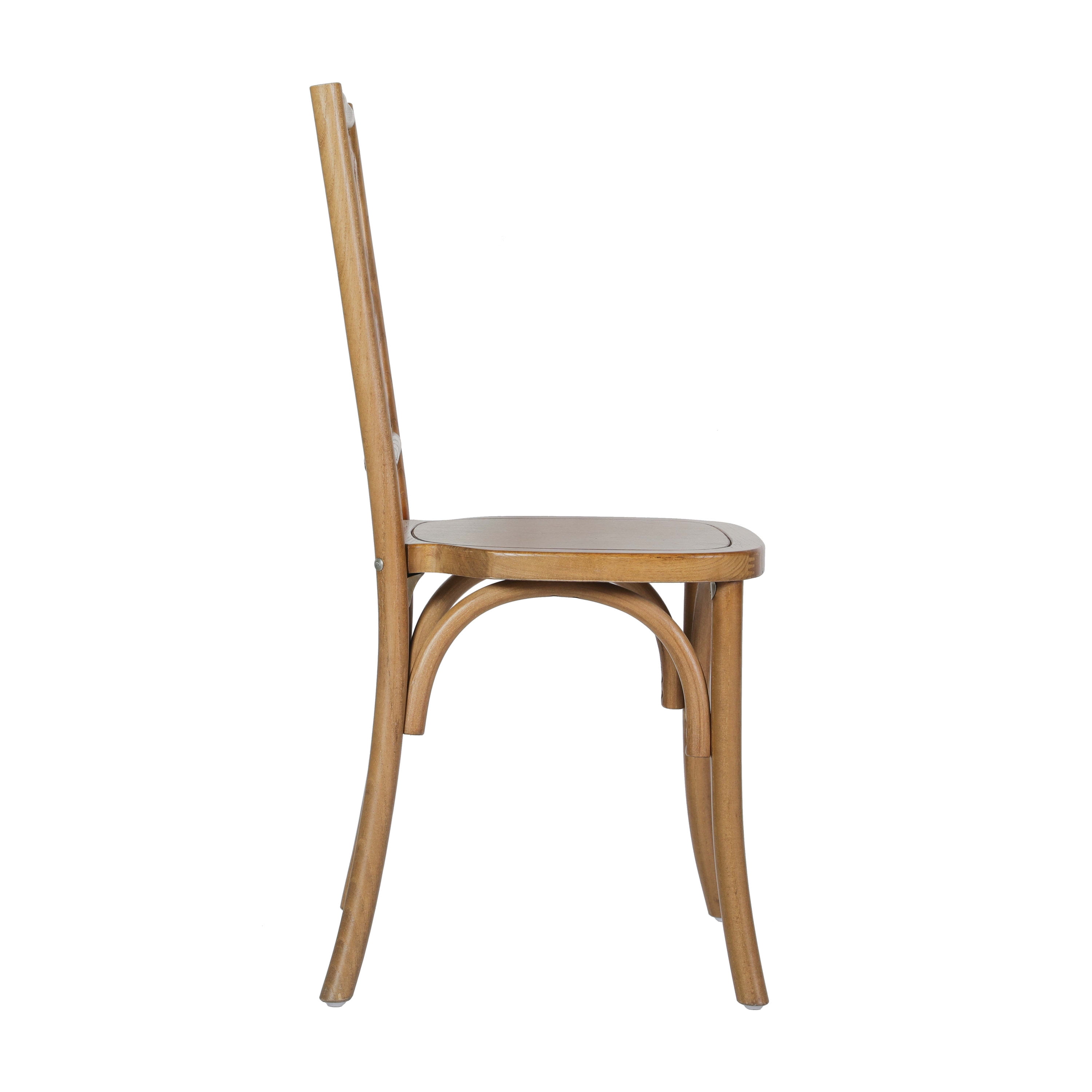 Merrick Lane Solid Wood Dining Chair with Stackable Design, Ornate Seat Back Accenting, and Elegant Finish in Pecan