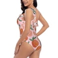 thumbnail image 4 of Rateoe Painting Peach Pattern Women One Piece Swimsuits Tummy Control One Shoulder Bathing Suits Ruffle Swimwear-Small, 4 of 6
