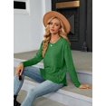 thumbnail image 4 of Blusas de Larga con Cuello Redondo para Mujer, Blusas Holgadas con Botones para Otoño e Invierno 2025. Verde S, 4 of 10