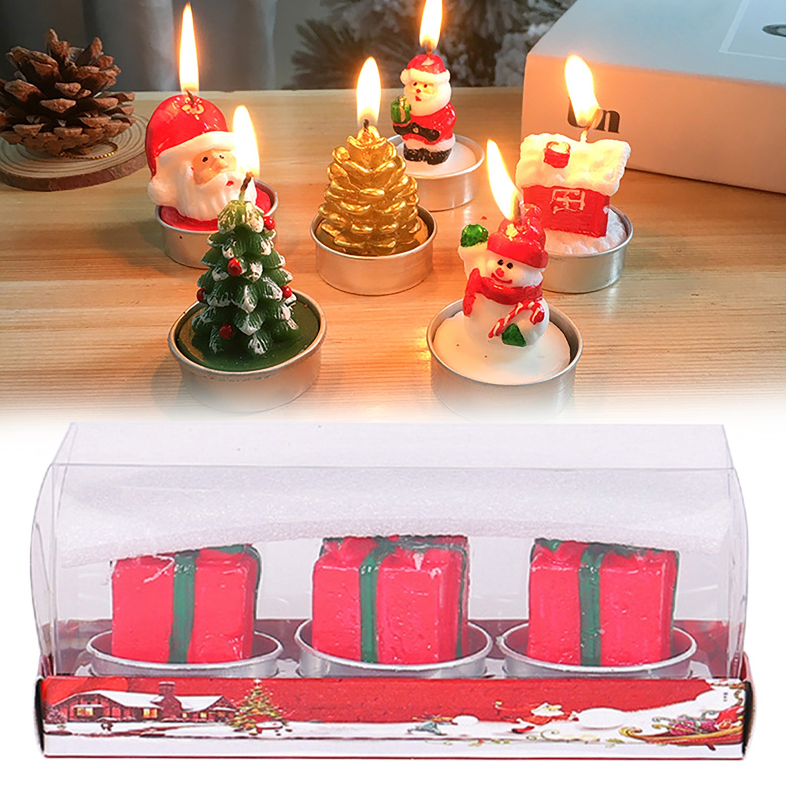 Lot De 12 Bougies Chauffe-Plat Sapin De Noël - Décorations Festives Vertes Et Blanches | Brûlent 4-5 Heures