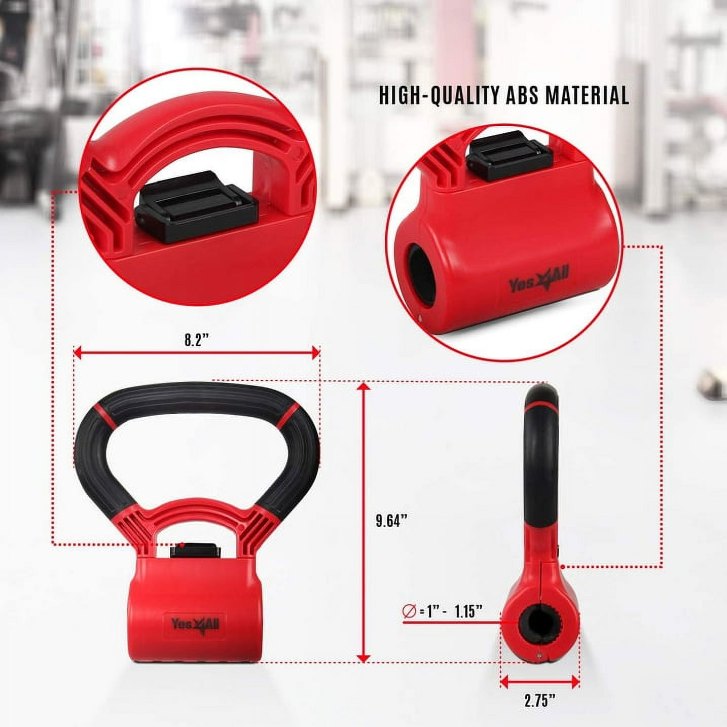 Yes4All Kettle Bell Grip Kettle Grip Multifunctional Heavy Duty (Red/ Black) with Hex Dumbbells Grip for Fitness Equipment Gym Bag Training Weightlifting