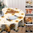 thumbnail image 4 of Sunflower Gnome Tablecloth Round 60 Inch Bee Floral Tabletop Decoration Washable Wrinkle Resistant Table Cover for Holiday Picnic Dinner, 4 of 8