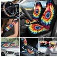 thumbnail image 2 of Yuyamidu Whilpool Tie Dye Car Seat Covers and Steering Wheel Cover Seat Belt Strap Cover Handbrake Cover Set Auto Rearview Mirror Cover Coasters Keychain Sunshade Car Windshield, 16 Pack, 2 of 7