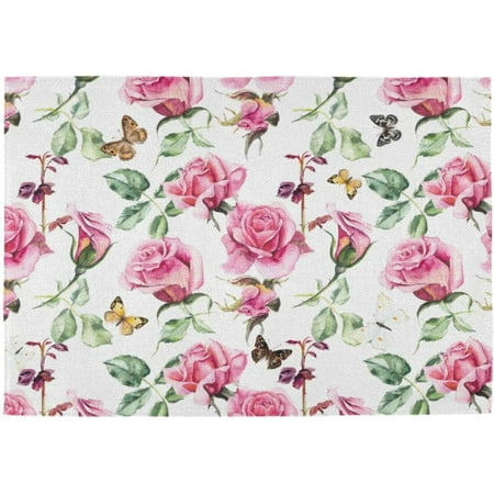 

Bestwell Placemats Set of 4 Pink Roses Heat-Resistant Non-Slip Double Sided Washable Kitchen Dining Table Mats for Kitchen Table Decoration 12 x 18 Inch