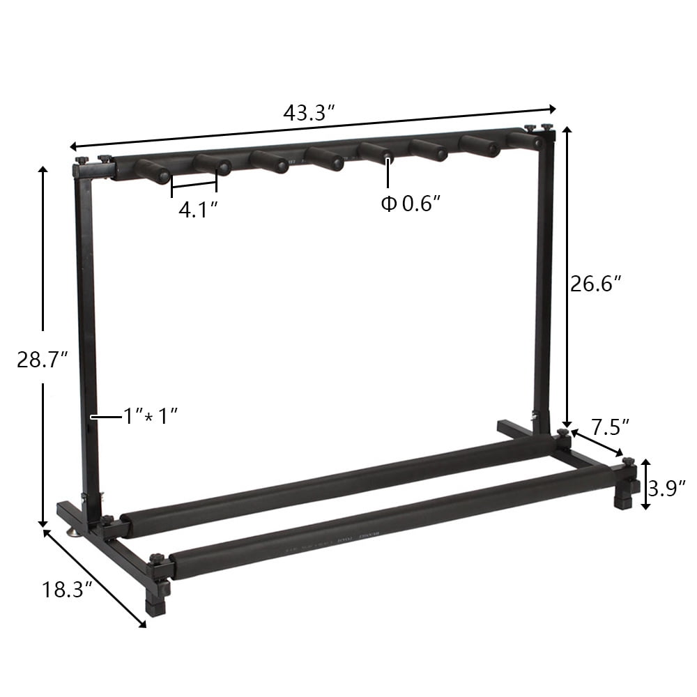 Tcbosik Multiple Guitar Stand, Guitar Display Rack for 7 Guitars, Portable Guitar Holder for Guitar & Bass, Black