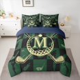 thumbnail image 2 of jejeloiu Letter M Monogrammed 7-Piece Twin Bedding Sets,Golg Ball Sport Bedding Comforter Set,Green Black Checkered Sheet Sets For Girls Boys,Microfiber Room Decorative Reversible, 2 of 8