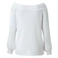 thumbnail image 5 of Loose Knit Pullover Women, Round-Neck Baggy Sweater, Casual Weekend Jumper White L , Sweater, 5 of 5