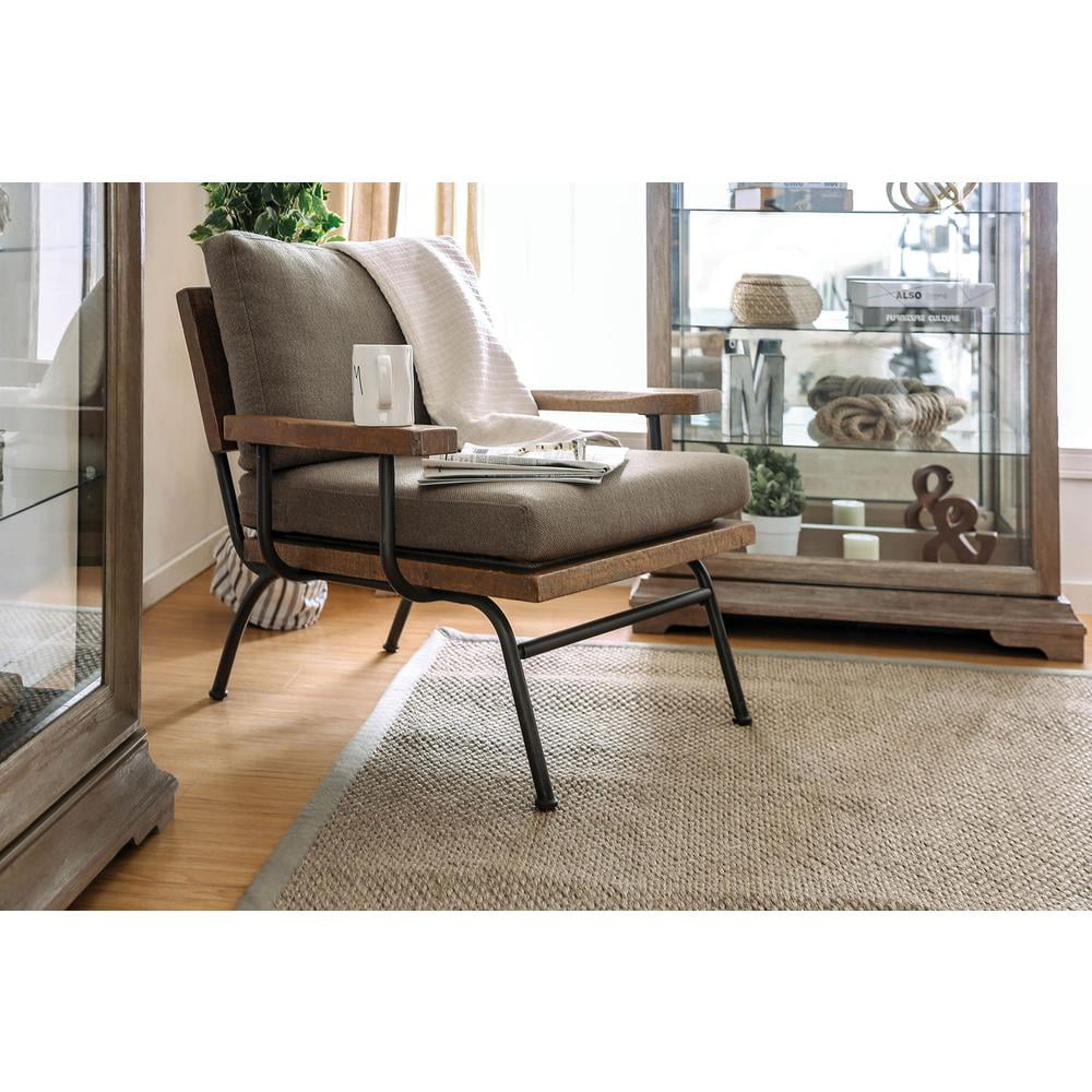 Fabric Upholstered Accent Chair, In Brown And Black ...