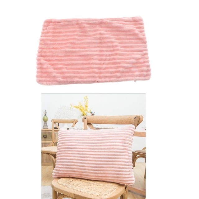 De Colchón cinturo Estuche Amortiguador Cubierta Almohadilla Reversible Franela A Rayas Decoración Cama Sofá Rosa 30x50cm Soledad Funda de almohada de franela