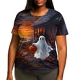 thumbnail image 2 of Plus Size Women's Halloween Ghost Printed T-Shirt Summer Fall Crewneck Short Sleeve Graphic Tee Tops M-5XL, 2 of 6