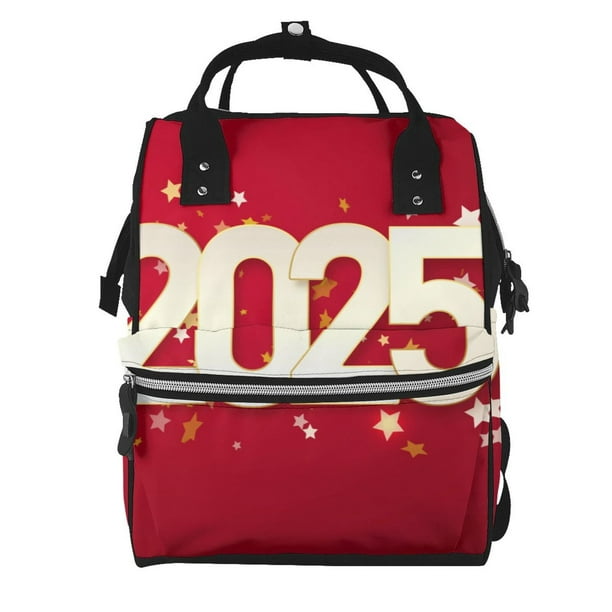 Easygdp Happy New 2025 Year para Bolsa de Bebé de Gran Capacidad con Múltiples Bolsillos, Bolsa de Pañales para Padres, Bolsa de Viaje Organizada y Elegante