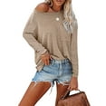 thumbnail image 3 of Lumento Women Long Sleeve Basic Tops Shirt Blosue Casual Loose Fit Pullover Tee Pink XXL, 3 of 4