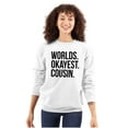 thumbnail image 3 of Worlds Okayest Cousin Family Relative Unisex Plus Fleece Graphic Sweatshirt Brisco Brands 4X, 3 of 5