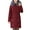 Red, variant on Women's Cotton Jacket - Furry Hood, Neck Protection, Plus Size, Mid Length, Padded Coat