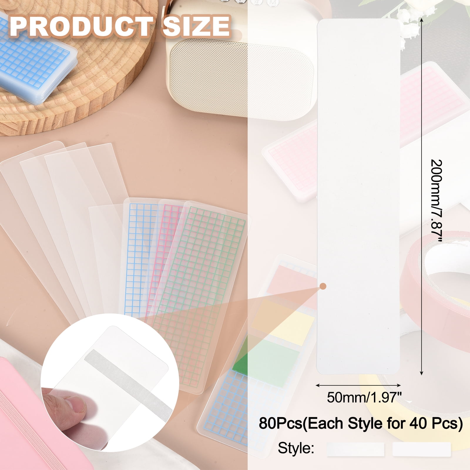 80Pcs Washi Tape Cards, 7.9 x 2 Inch Washi Tape Boards Storage Organizer Sample Board for Scrapbooking Travel Journal Home Office Supplies DIY Crafts, Blank