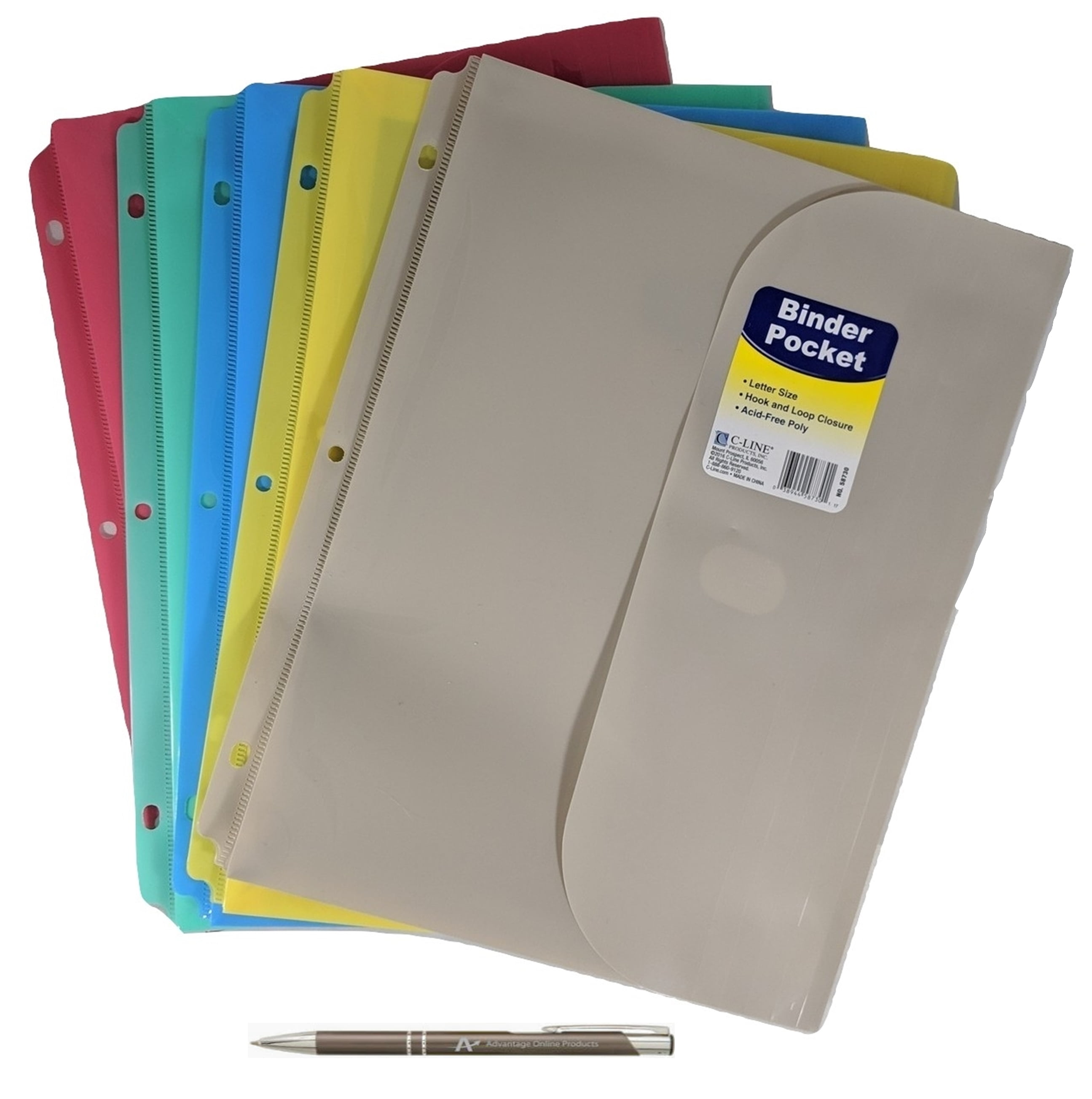1-Inch Gusset 58730 C-Line Super Heavyweight Poly Binder Pocket with Hook & Loop Closure 1 Pocket Side Loading Color May Vary 