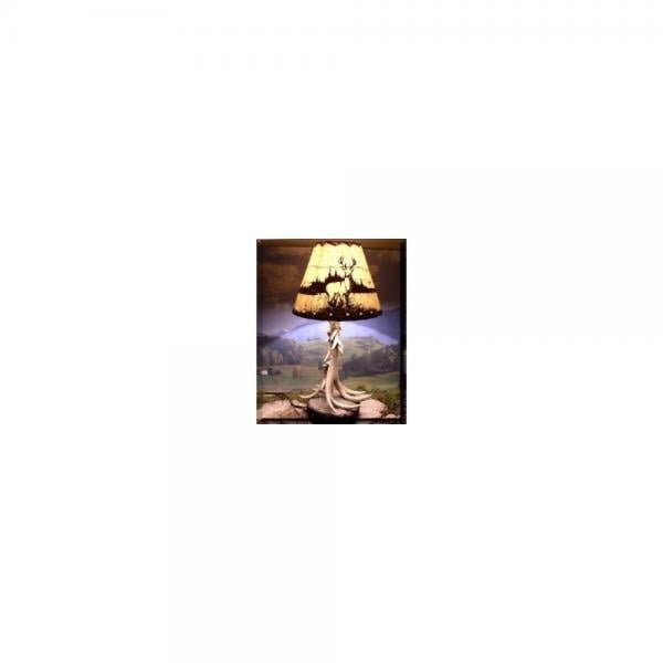 Single Antler Lamp With Deer Shade Com Single Antler Lamp With Deer Shade, Deer Skin Lamp Shades