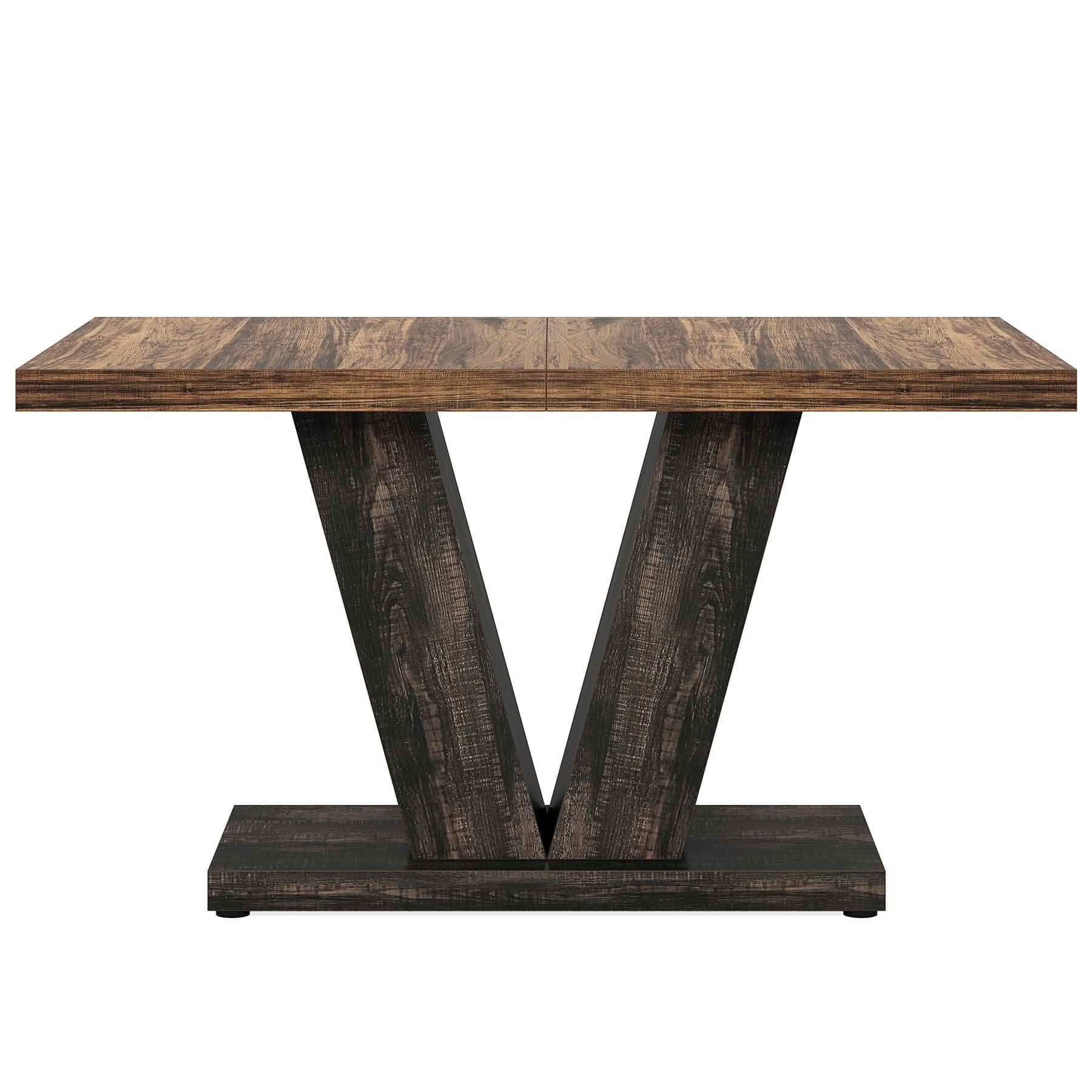 MAYEERTY 47 Inch Farmhouse Black Brown Dining Table, Heavy Duty Pedestal Kitchen Table Seats 4-6 for Home Café