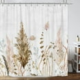 thumbnail image 2 of Rustic Boho Leaves Shower Curtain - Watercolor Tan Cream Pampas Grass, Vintage Beige Botanical Flower on Wooden Plank Fabric, 72x72 Inch, Perfect for Chic Farmhouse Floral Bath Decor, 2 of 6