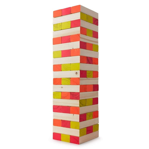 Black Light Giant Tumbling Tower - Wooden Stacking Block Set - Black Light Glowing Blocks