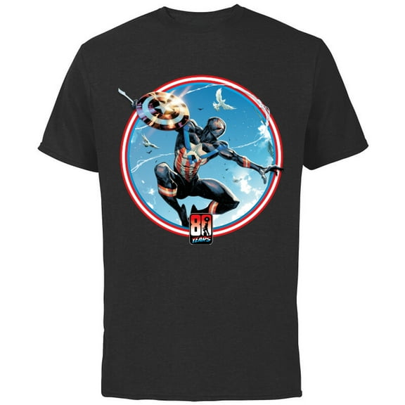 Marvel Miles Morales Captain America 80th Anniversary Covers Standard - Short Sleeve Cotton T-Shirt for Adults - Customized-Black