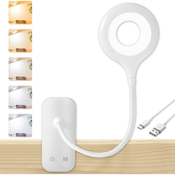 Clip-on bedside reading lamp, rechargeable battery lamp, touch-controlled bedside lamp, large clip-on table lamp with flexible arm