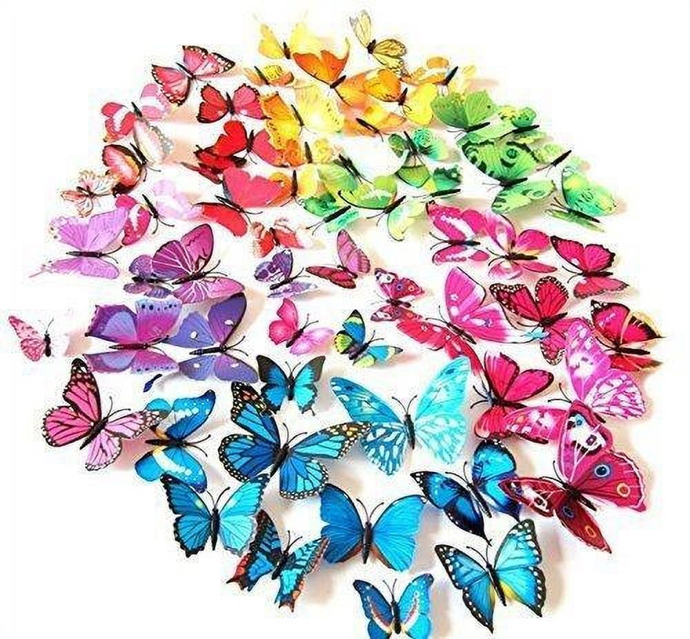 LiveGallery 72 PCS 6 Colors Removable 3D DIY Beautiful Butterfly Wall Decals Colorful Butterflies Art Decor Wall Stickers Murals for Kids Baby Boy Girls Bedroom Classroom Offices TV Backgr