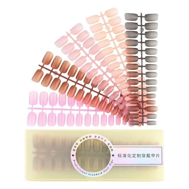 300 uñas postizas con estuche para mujeres y niñas, elegantes uñas postizas para salón. Color mixto cuadrado