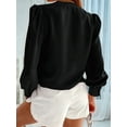 thumbnail image 5 of Women'S Business Casual Tops Summer Long Sleeve Button Down Shirts V Neck Chiffon Blouses Black M, 5 of 8