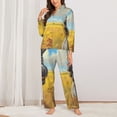 thumbnail image 2 of KLL Funny Countryside Donkey Print Women's Long Sleeve Pajamas with Pants Sleepwear Loungewear 2 Set-XX-Large, 2 of 7