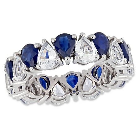 8 Carat T.G.W. Sapphire and White Sapphire 14kt White Gold Eternity Anniversary Ring