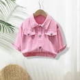thumbnail image 2 of EnJoCho Toddler Denim Jacket for Boys Girls Long Sleeve Lapel Cardigan Fall Spring Jackets Casual with Pocket Top Clothes Girls Long Sleeve Denim Coat Back-To-School, 2 of 9
