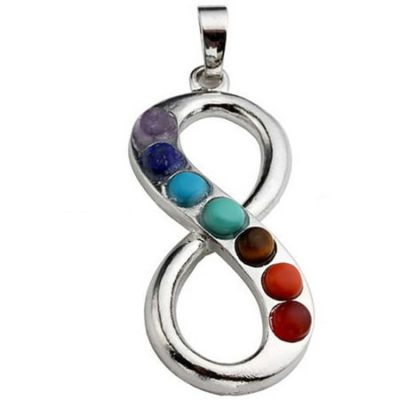 7-Stone Chakra Healing Point Rieki Bead Gemstone Pendant Fit Necklace Infinity by Donna Bella, QNE29401