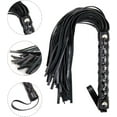 thumbnail image 2 of ShenMo 1pcs（Black）Leather Whip Horse Riding Crop Fringed Horse Riding Whip with Non-Slip Handle Leather Whip for Stage Performance,Horseback Riding Training, 2 of 6