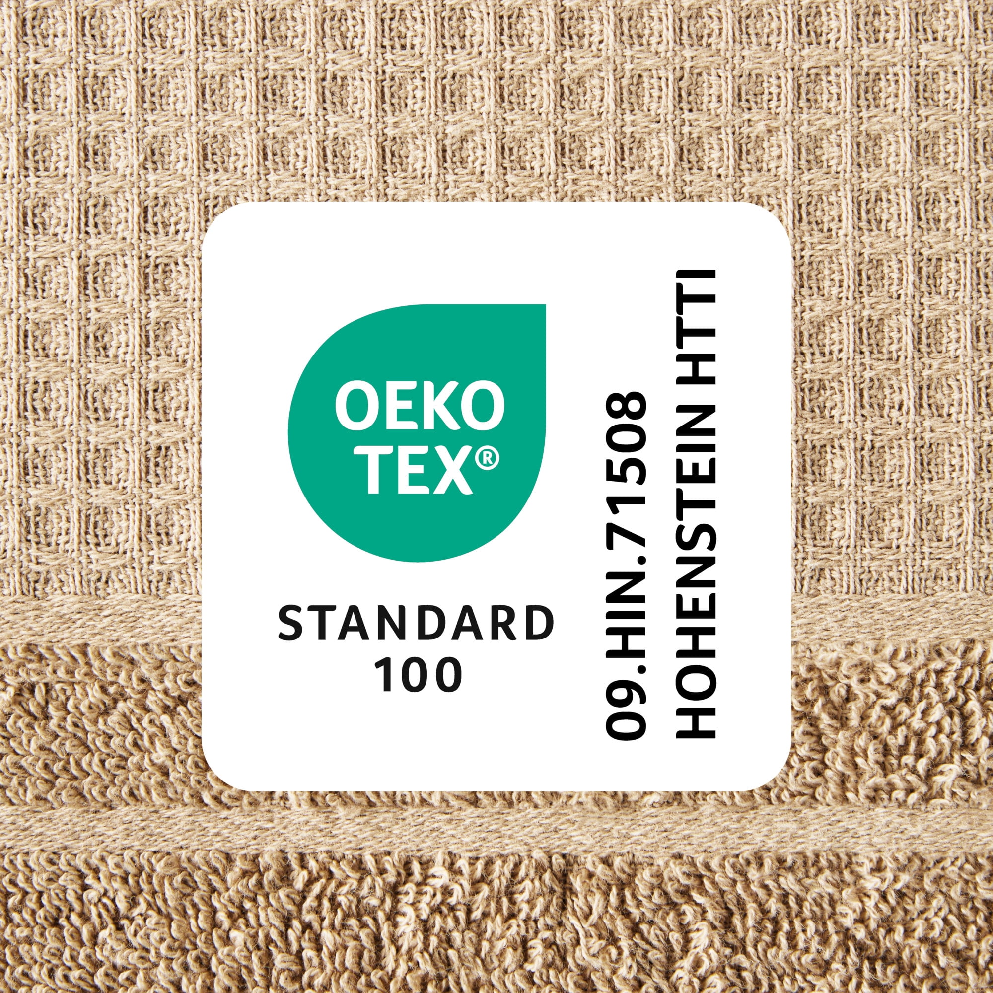 TOWN & COUNTRY BASICS 4-Piece Waffle Woven Terry Stripe Bath Towel Set, 30x56-Inch, 100% Cotton, Quick Dry, Taupe
