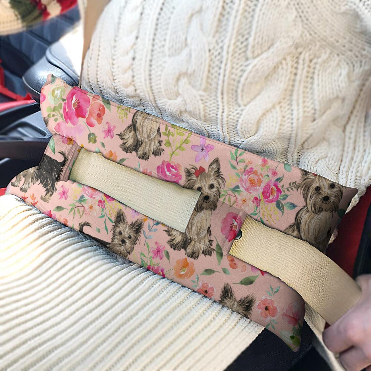 Abstract Dog Art Seatbelt Pillow - Post Surgery Mastectomy Cushion - Soft Pressure Relief Pad for Breast Surgery