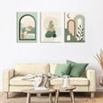 thumbnail image 5 of Framed Canvas Wall Art Prints, Boho Wall Decor, Mid Century Modern Wall Art Set of 3 Abstract Geometric Prints Sage Green Minimalist Wall Art, Natural Framed Canvas Prints Artwork For Living, 5 of 6