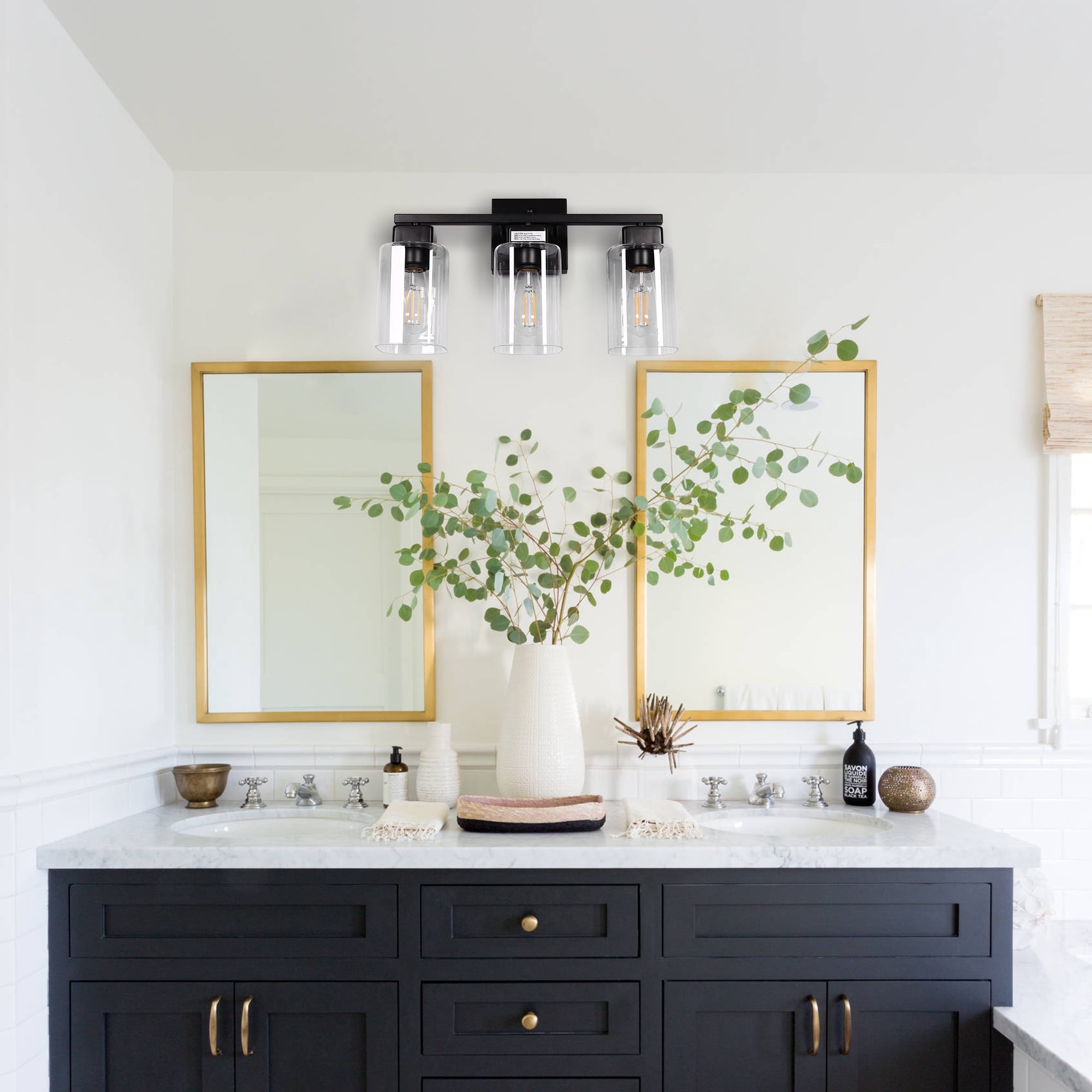 Black Bathroom Light fixtures,UL Certified 3 Lights Farmhouse Light fixtures for Bathroom Above Mirror,Matte Black Vanity Light,Modern Wall Light Fixtures, Vanity Lighting Fixtures
