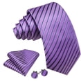 thumbnail image 2 of Set de corbatas Barry.Wang de seda lavanda, 150 cm, tejido a rayas, 2 of 7