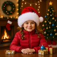 thumbnail image 3 of Haomaomao Gorro De Papá Noel Para Niños Gorros De Navidad Rojo Doble Espesor Terciopelo Cálido Comodidad Vacaciones Unisex Gorro De Navidad Para Año Nuevo Fiesta Festiva, 3 of 5