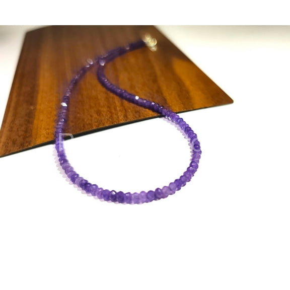 ROYALGEMSTONE Purple Amethyst Necklace, Natural Amethyst Jewelry Necklace, Handmade Amethyst Rondelle Faceted Beads,AAA  Handmade Jewelry Making
