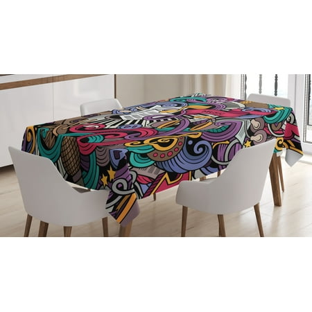 

Ambesonne Hipster Tablecloth Rectangular Table Cover Music Theme Instruments 60 x90 Multicolor