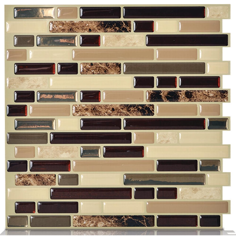 Peel and Stick Decorative Mosaic Wall Tile 10" x 10.125" (Pack of 6) - Walmart.com - Walmart.com