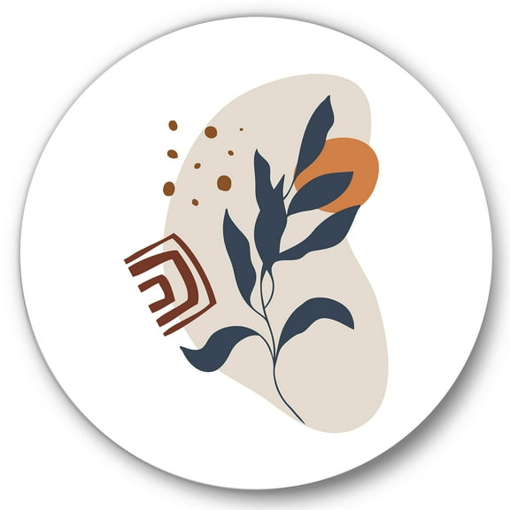 Designart 'Abstract Minimal Shapes Under Flowers VII' Modern Circle Metal Wall Art 36x36 - Disc of 36